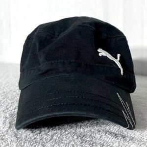 Puma Black White Cap Hat with White Stitching & Puma Cat Logo